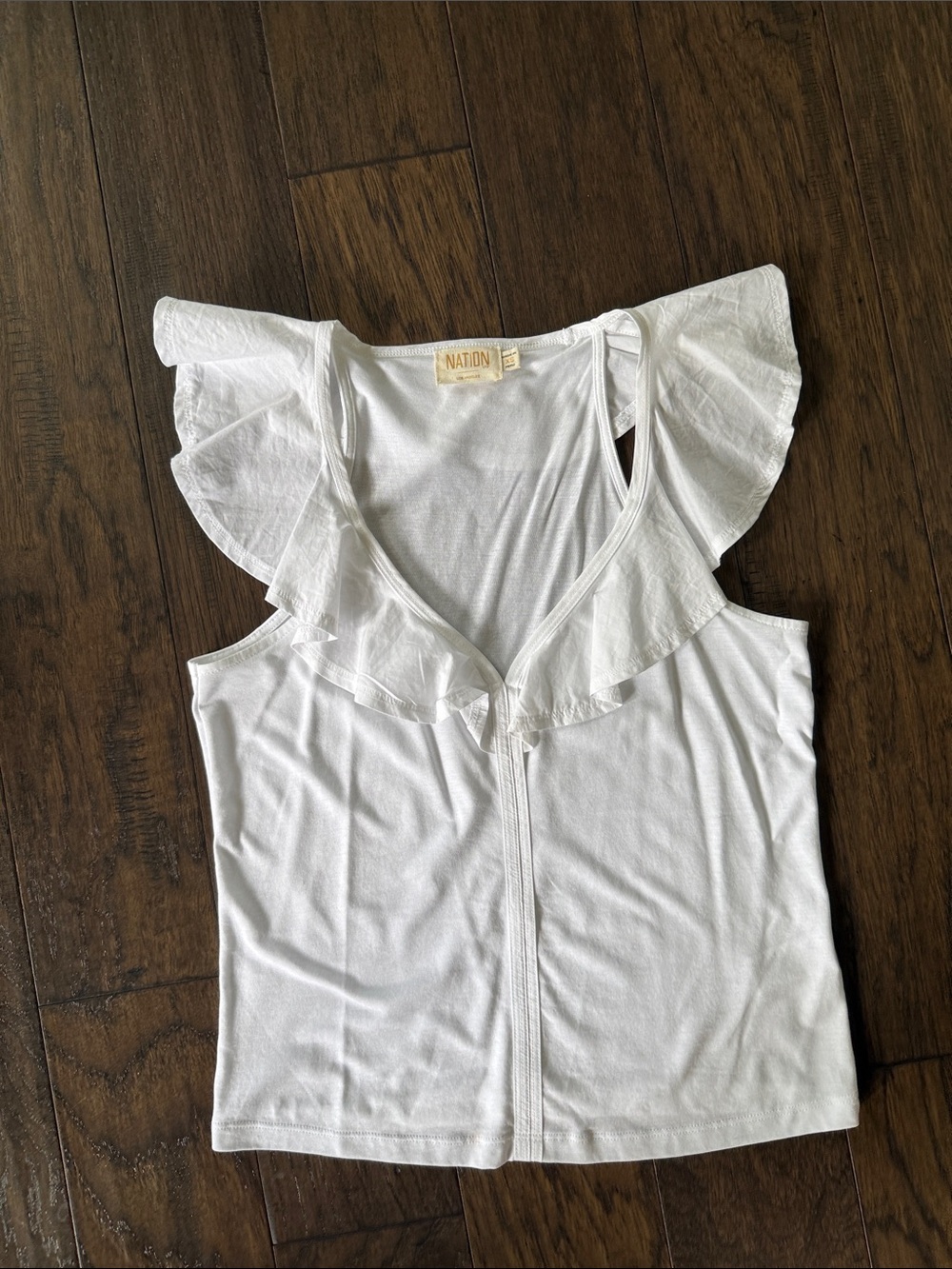 Nation LTD White Ruffle V-Neck Camisole